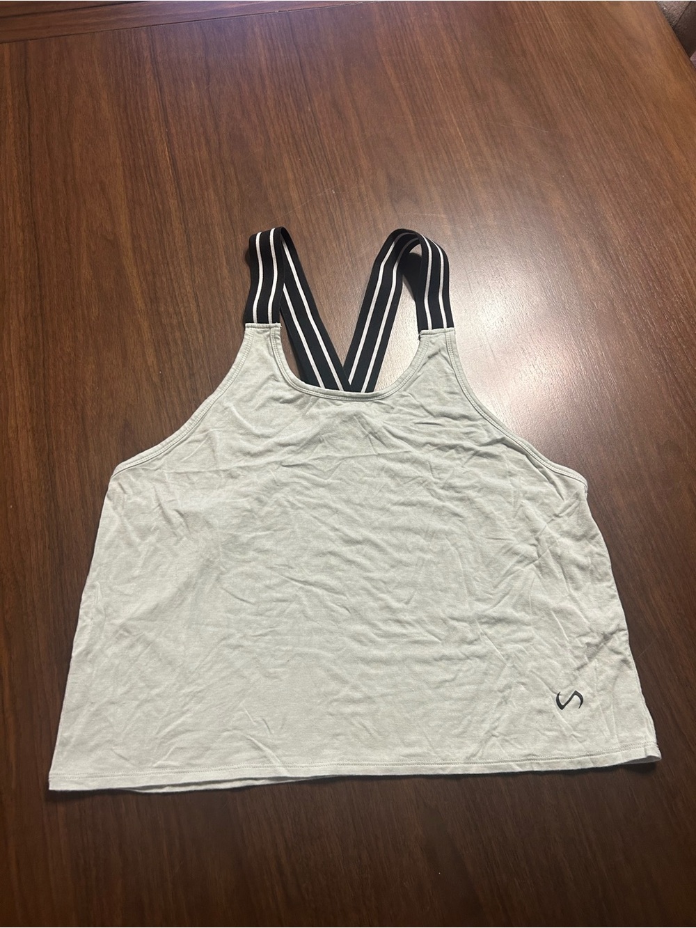 Light green Cropped Tank with Striped Racerback Straps